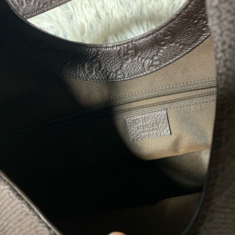 GUCCI DARK brown fabric/leather shoulder - Picture 4 of 4